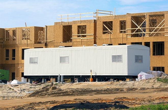 construction site with temporary office rentals in Pinehurst, TX